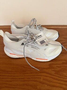 Adidas by Stella McCartney White Sneakers with Orange Highlights